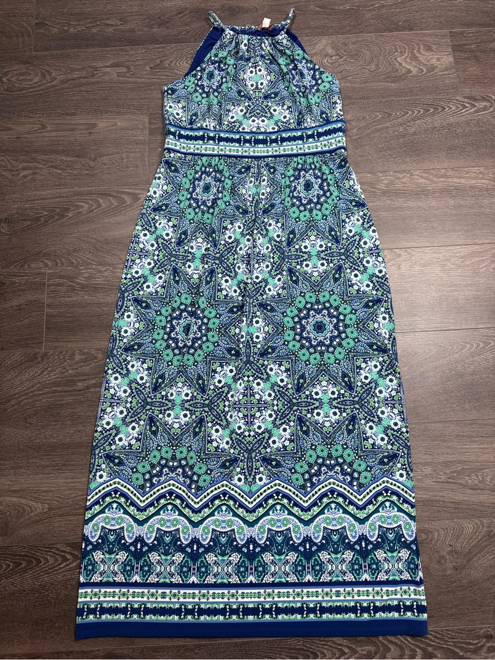 Established 1962 Women’s Size 12 Blue Green Paisley Halter Maxi Dress